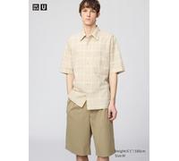Uniqlo - Bluse (boxy, Kariert, Kurzarm) - Beige - M