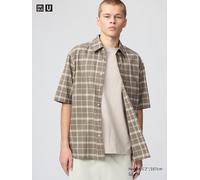 Uniqlo - Bluse (boxy, Kariert, Kurzarm) - Braun - XXL