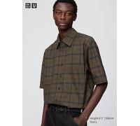 Uniqlo - Bluse (boxy, Kariert, Kurzarm) - Dunkelbraun - S