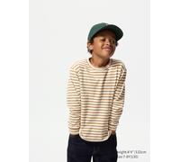 Uniqlo - Fleece Langarmshirt (hoher Kragen, Gestreift) - Beige - 9 - 10 Jahre (140 cm)