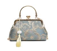 Unique Cheongsam Evening Purse Polyester Shoulder Bag with Removal Chain Strap Crossbody for Trendsetters Lock Buckle Chain