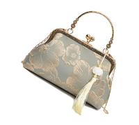 Unique Cheongsam Evening Purse Polyester Shoulder Bag with Removal Chain Strap Crossbody for Trendsetters Lock Buckle Chain