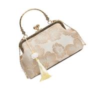 Unique Cheongsam Evening Purse Polyester Shoulder Bag with Removal Chain Strap Crossbody for Trendsetters Lock Buckle Chain
