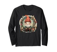 Unique Christmas GNOME Graphic Women Retro Christmas Wreath Langarmshirt