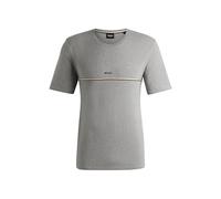 BOSS Herren T-Shirt - Unique T-Shirt, Rundhals, Baumwoll Stretch, Logo Grau 2XL