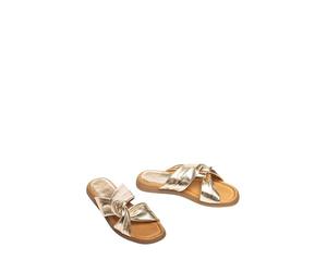 UNISA Flache Damen-Sandalen, Platin, quadratische Spitze, Kreuzriemen, Komfort