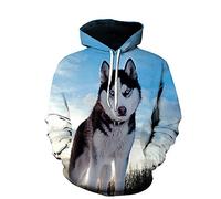 Unisex 3D Druck Hoodie Kapuzenpullover,Unisex 3D Print Kapuzenpullover Siberian Husky Tiergrafik Mit Tasche Kordelzug Halloween Pullover Leichte Sweatshirts Geschenk Für Studentenpaare Freund,Xl