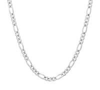 Unisex 4MM flache leichte Figarokette aus massivem Sterlingsilber, hergestellt in Italien.