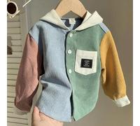 Unisex Baby bunte Morandi Farbblock Loose Fit Kapuzenjacke, weiche & bequeme Cord-Qualität, geeignet für Zuhause, Outdoor, Schule, Reisen