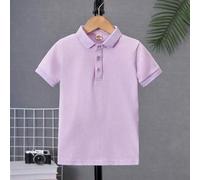 Unisex Baby einfarbiges Polohemd aus reiner Baumwolle mit kurzen Ärmeln, dünner Passform, bequem im Preppy-Stil, einfaches und elegantes Basic-Outfit