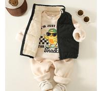 Unisex Baby Jungen/Mädchen, Kleinkind 3-teiliges Herbst/Winter Fleece gefüttertes verdicktes süßes Sweatshirt Set und Baumwoll gepolsterte Weste Jacke