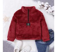 Unisex Baby Lässig Plüsch Stehkragen Loose Fit Dicke Sweatshirt, geeignet für Weihnachten, Herbst/Winter