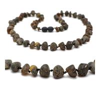 Unisex Bernsteinkette aus rohem baltischem Bernstein - Bernstein-Halskette, Handgefertigte Naturperlen, Echtes Edelstein-Schmuckstück, Geschenk für Sie & Ihn (Casual (Schwarz), 40 CM)