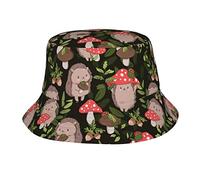 Unisex-Eimerhüte mit Igel und Pilzen, verstaubare Fischerhüte, Outdoor, Sommer, Reisen, Wandern, Strandkappen für Männer und Frauen