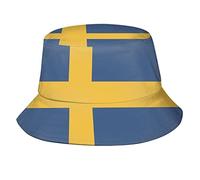 Unisex-Eimerhüte mit schwedischer Flagge, verstaubare Fischerhüte, Outdoor, Sommer, Reisen, Wandern, Strand, Kappen für Männer und Frauen