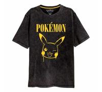 Unisex Erwachsene Pikachu Acid Wash T-Shirt (Schwarz/Gelb)