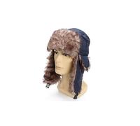 Unisex-Fleece-Fliegermütze mit Fellfutter, Ohrenklappen (Marineblau)