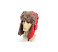 Unisex-Fleece-Fliegermütze mit Fellfutter und Ohrenklappen (Rot)