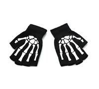 Unisex Halbfinger Fingerlose Outdoor Sport Arbeitshandschuhe Erwachsene Halloween Skelett Schädel Halbfinger Handschuhe Leuchtende Winter Fäustlinge, a, One size