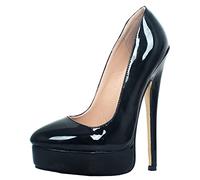 Unisex Herren Damen Schwarz High Heels 18CM Stiletto Spitz Pumps Fetisch High Heels Sexy Stripper Club Pole Dancing Schuhe Größe 36-46,Schwarz,44 EU
