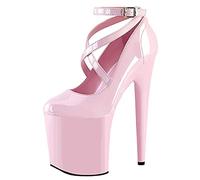 Unisex Herren Damenmode Rosa High Heels 20CM Stiletto Knöchelriemen Plattform Pumps Sexy Stripperin Club Pole Dancing Prom Schuhe Größe 35-46,Rosa,39 EU