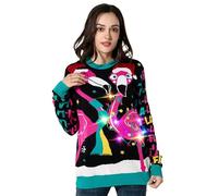 Unisex Herren Strickjacke mit hässlichem Weihnachtspulli, gestrickt Santa Rocks Funny Ugly Pullover für Herren