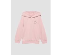 Unisex Kapuzen-Sweatshirt mit Rippbündchen und kleinem Print-Detail 128/134 Rosa