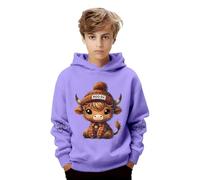 Unisex Kapuzenpullover Mädchen Jungen Süßes Kuh-Aufdruck Sweatshirt mit Kapuze Oversized Hoodie Pullover Locker Casual Langarmshirt Y2K Kapuzensweatshirt Oberteile Longshirt für 2-14 Jahre