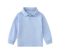 Unisex Kinder Poloshirt Jungen Mädchen Einfarbig Langarm Poloshirts mit Knopfleiste&Polokragen Basic Polo T-Shirt Casual Tops Fashion Klassisch Oberteile Schuluniform Langarmshirt Golf Polo Pullover