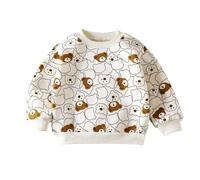 Unisex Kinder Sweatshirt Mädchen Cartoon Bär Druck Pullover Baumwolle Warm Fleece Pulli Dick Rundhanls Langarmshirt Sport Shirt Casual Jumper Tops Frühling Winter Oberteile Für Jungen Mädchen