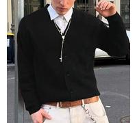 Unisex lässiger, weiter einfarbiger Pullover, minimalistisches Design, Streetstyle, Langarm gestrickter Cardigan, geeignet für Frühling, Herbst, Winte