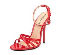 Unisex Men's Women's Stiletto High Heel Ankle Strap Slingback Sandals Red EU44 - US 12 Women/10.5 Men