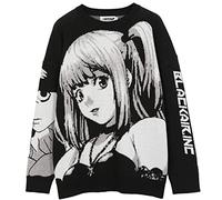 Unisex Oversize Anime Pullover Rundhals Vintage Pullover Pärchen Pullover Death Note Cartoon Harajuku Gothic Punk Kleidung Top Streetwear Frühling, Schwarz , XL
