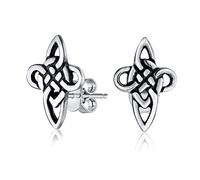 Unisex Religiöse Wikinger Irische Unendlichkeit Liebe Knoten Keltisches Kreuz Ohrstecker Für Frauen Männer Teenager Oxidiert .925 Sterling Silber