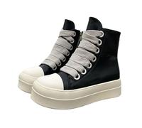 Unisex-Sneaker, Street-Stil, runde Zehen, dicke Unterseite, Plateau, für Herren und Damen, mit Reißverschluss, große Größe, modisch, lässig, Punk, Schwarz, Schwarz, 38.5 EU