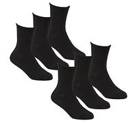 Unisex-Socken für Kinder, Mädchen, Jungen, Baumwolle, einfarbig, für den Alltag, Schule, 6 oder 12 Paar, 6 Paar, Schwarz, 12.5-3.5