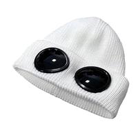 Unisex Solid Color Goggle Lens Design Beanie Hat, Knitted Warm Hat, Beanie Winter Hat with Goggles