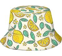 Unisex Sommer Zitrone Fischerhut, Sommer Strand Sonnenhut Fischerhüte für Frauen Männer Teenager, verstaubare Outdoor-Kappe, Retro Lemon, One size