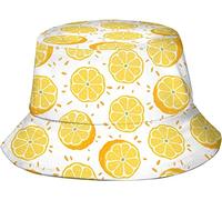 Unisex Sommer Zitrone Fischerhut, Sommer Strand Sonnenhut Fischerhüte für Frauen Männer Teenager, verstaubare Outdoor-Kappe, Kawaii Zitronenscheiben, One size
