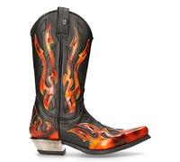 Unisex Stiefel 7921-S2 Echtleder Schwarz Rot Cowboy Boots Rabatt Preis