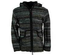Unisex Strickjacke, Wolljacke, Nepaljacke Batik schwarz, Modell 24, L