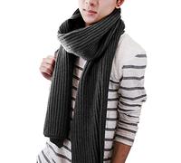 Unisex Strickschal Lang Grobstrick Schal Warm Winterschal einfarbiges Halstuch Oversized Schlauchschal für Herbst und Winter, Grau, Einheitsgröße