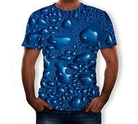 Unisex T-Shirt 3D Druck Lustig T Shirts Männer Kurzarmshirt Rundhals Kurzarm Sommer Tops Weich Bequem Oberteil Streetwear Party Freizeit Kleidung für Damen und Herren (Blau, XXL)