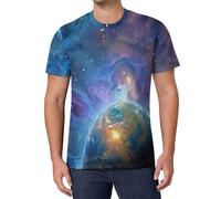 Unisex T-Shirt, 3D Druck Sci-Fi-Universum-Stil, Herren T-Shirt Nebel-ERD-Szene, Sommer Kurzarmshirt, Lässiges Grafik Top, Crewneck Tee