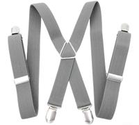 Unisex verstellbare elastische Hosenträger mit 4 starken Clips, gekreuzte Rücken-Hosenträger für Männer und Frauen, dehnbarer Polyester-Strapsgürtel für Freizeit, Arbeit, Alltag, 100 cm (grau)