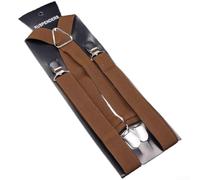 Unisex verstellbare elastische Hosenträger mit 4 starken Clips, gekreuzte Rücken-Hosenträger für Männer und Frauen, dehnbarer Polyester-Strapsgürtel für Freizeit, Arbeit, Alltag, 100 cm (braun)