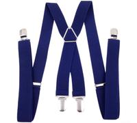Unisex verstellbare elastische Hosenträger mit 4 starken Clips, gekreuzte Rücken-Hosenträger für Männer und Frauen, dehnbarer Polyester-Strapsgürtel für Freizeit, Arbeit, Alltag, 100 cm (dunkelblau)
