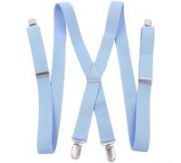 Unisex verstellbare elastische Hosenträger mit 4 starken Clips, gekreuzte Rücken-Hosenträger für Männer und Frauen, dehnbarer Polyester-Strapsgürtel für Freizeit, Arbeit, Alltag, 100 cm (blau)