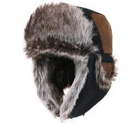 Unisex warme Fliegermütze Trappermütze Wintermütze Pilotenmütze mit Kunstfell Herren Schwarz M/L