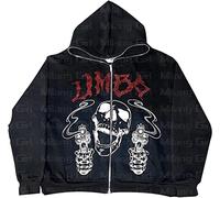 Unisex Y2k Zip Up Hoodie Full Zip Up Hoodie Over Face Strass Streetwear Hoodies Punk Goth Ästhetische Hoodies, C-d2, Medium